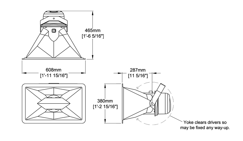 AX8 Single 8 inch Speech Loudspeaker Technical Drawing