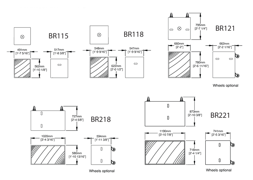 Bass reflex range Technical Drawing