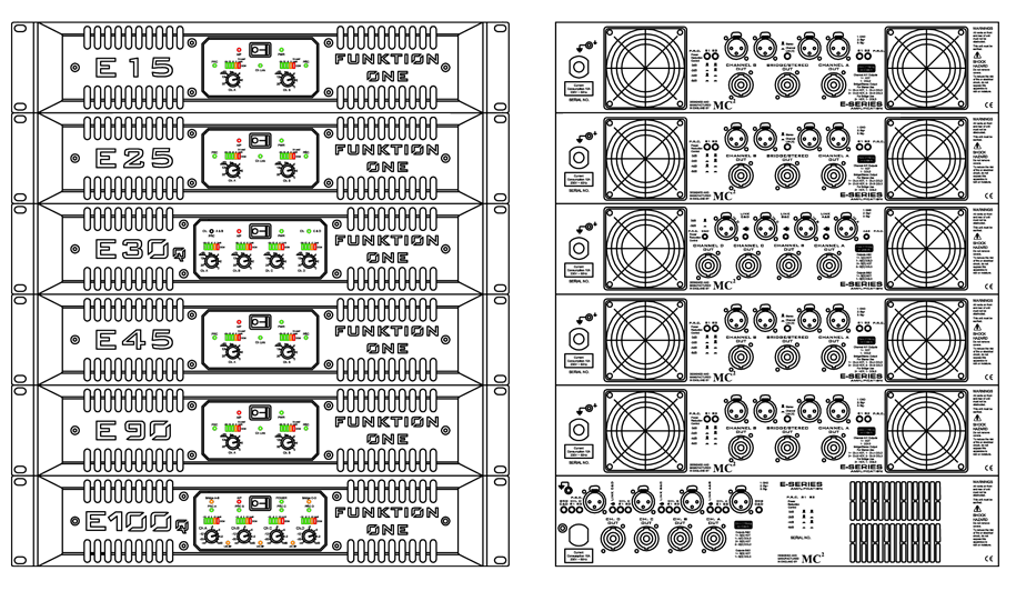 E-Series Amplifiers Technical Drawing