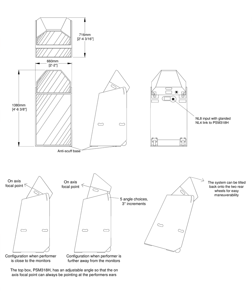 PSM318 DJ Monitor Technical Drawing